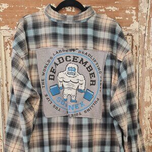 unique Flannel with Patch on the back XXL